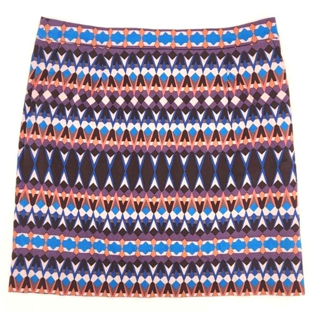 J Crew Salon Gemstone Geometric Purple Print Mini Pencil Skirt Womens Size 6